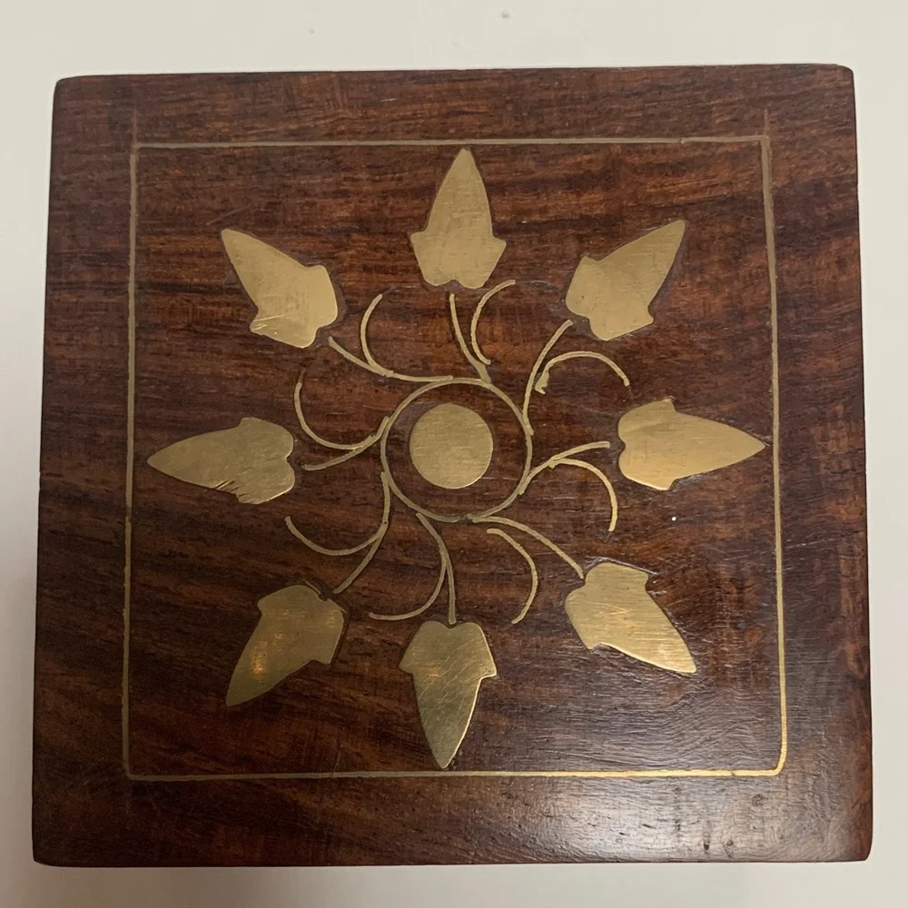 Handcrafted Jewelry Wooden Box with Natural finish.Used in great condition. 3x3.
